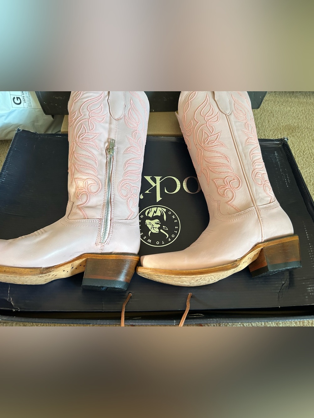 Rock’em Sally Midi Pastel Pink Boots with Flaws $299.99 - Picture 4 of 8